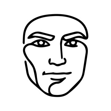 Continuous line art of man face profile on white background
