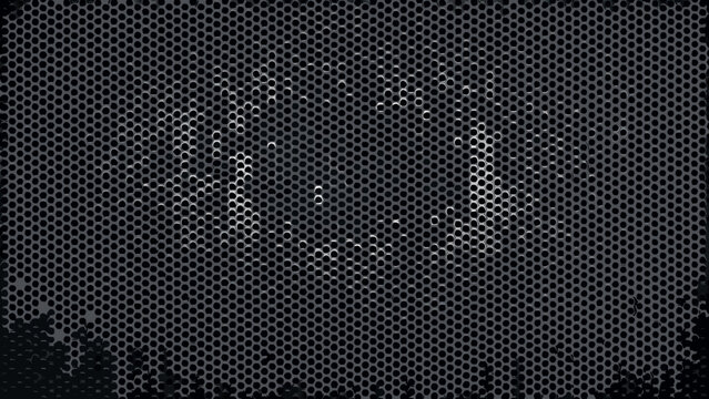 Perforated metal sheet with circular holes dark gray industrial texture background