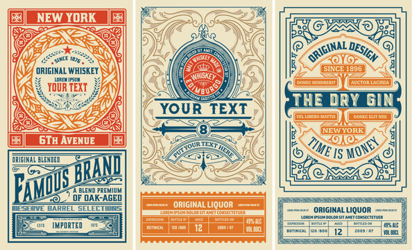 Retro Liquor Label Template Set