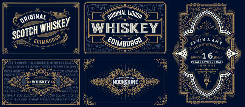 Vintage Whiskey Label Collection Set