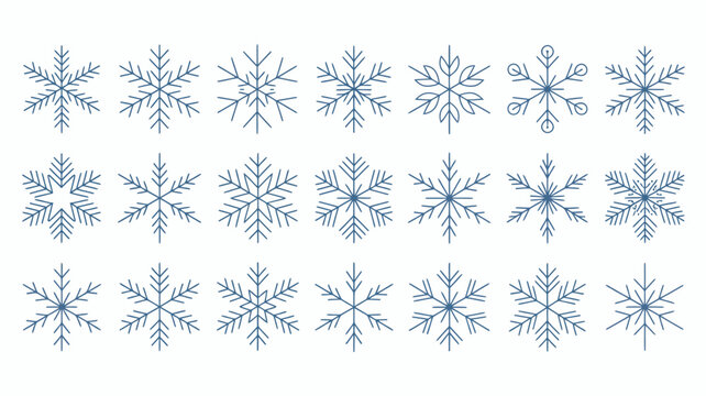 Beautiful collection of intricate snowflake designs in black and white