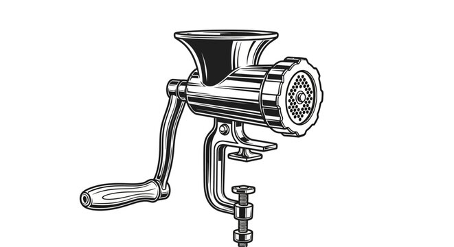 Old manual meat grinder machine.