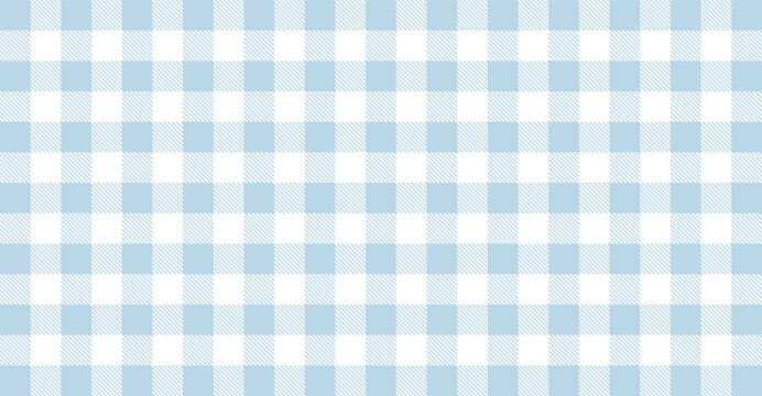 Light blue gingham seamless pattern background. Checkered grid texture for fabric, textile