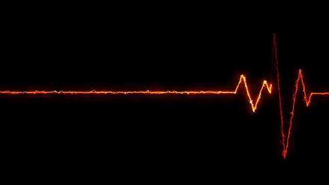 glowing neon heartbeat pulse animation on black background showing cardiogram line style motion graphics in loop ECG medical concept video design. 4k video motion graphics