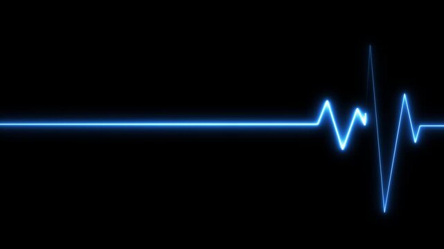 glowing neon heartbeat pulse animation on black background showing cardiogram line style motion graphics in loop ECG medical concept video design. 4k video motion graphics