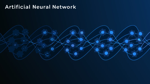 Artificial Neural Network Visualization Blue Gradient Background Digital Illustration intelligence