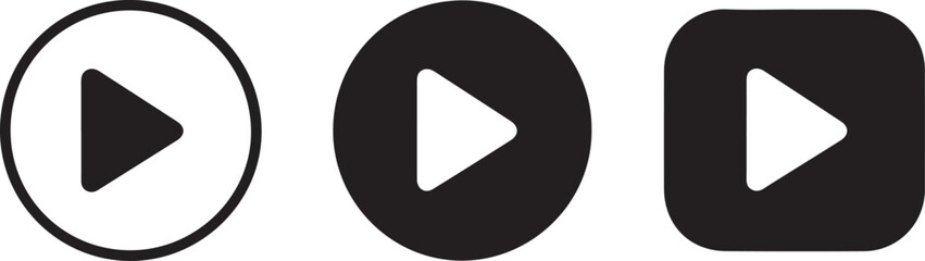 Play button icons in circle and rounded square shapes for video players © Md. Habibur