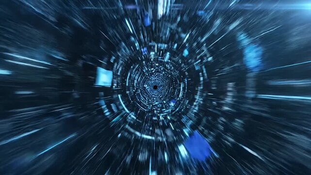 Abstract blue motion blur light tunnel background.