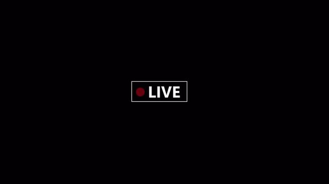 Animation of live button with transparent background, 4k simple live streaming icon animation, Perfect for shows and social media live performances or your channel.

