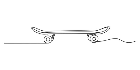 Continuous single line drawing of a skateboard © Chtro