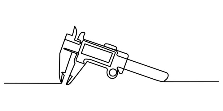 Continuous line drawing of a vernier caliper tool