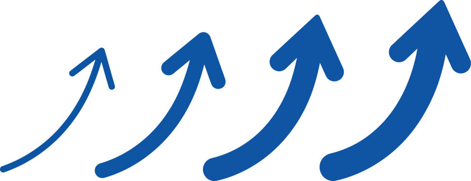 Four blue arrows pointing up showing growth and progress in a simple design