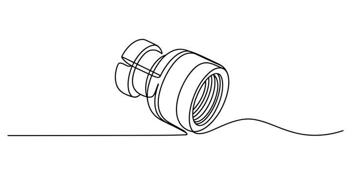 Metal nut bolt fastener drawn in a continuous single line art style
