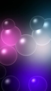 Blue Pink Black Glass Bubbles Motion Background, Smooth Floating Bubbles Animation Seamless Loop, 4K