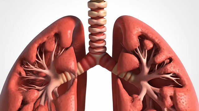 Anatomical 3D model of human lungs and trachea