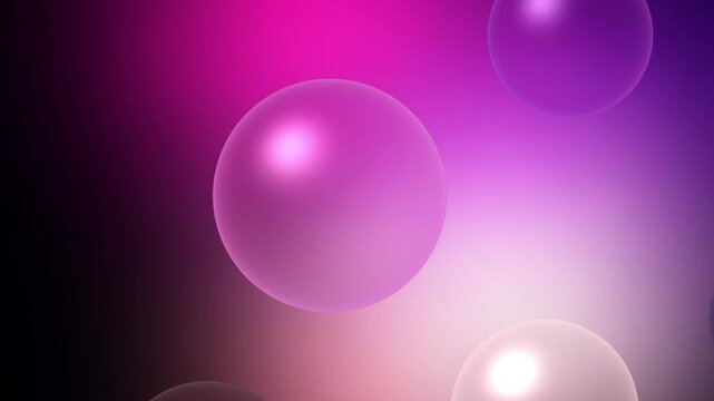 Magenta Pink Purple Glass Bubbles Motion Background, Smooth Floating Bubbles Animation Seamless Loop, 4K