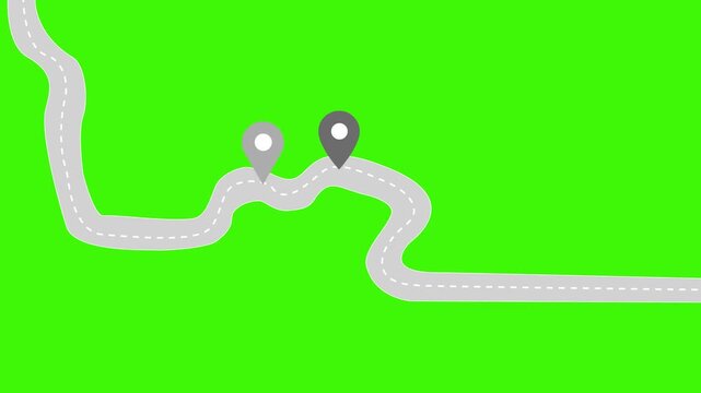 Curvy road wit location pins animation