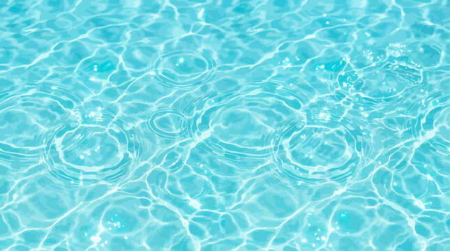 Blue water surface background with isometric rain ripples and soft caustic light reflections for summer design projects