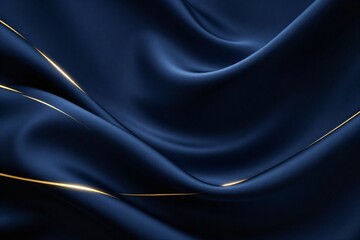 Fototapeta premium Luxury abstract background with deep navy blue silk waves and elegant golden light lines