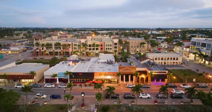 Scenic view of downtown Punta Gorda, Florida highlighting historic architecture, charming main street and vibrant small town lifestyle in the southern United States