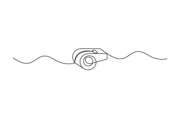 Obraz premium Whistle minimal continuous one-line art drawing for a sports referee or coach icon 