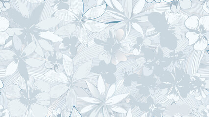 Obraz premium Delicate dahlia floral ornament a repeating light blue vector pattern background