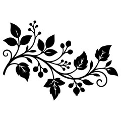 Fototapeta premium Decorative Floral Vine Border Black Silhouette