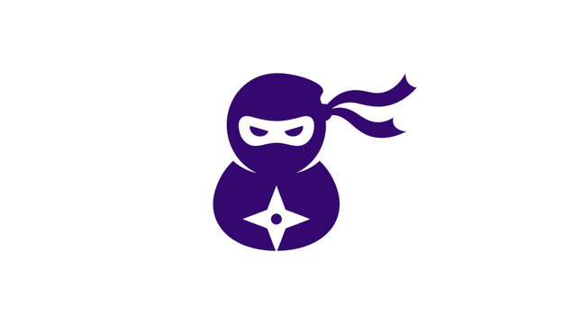 Ninja warrior head icon with shuriken star symbol.