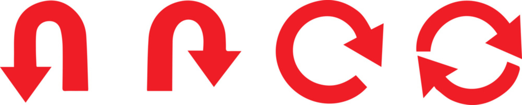 Modern red arrow icons showing undo and redo actions Vector