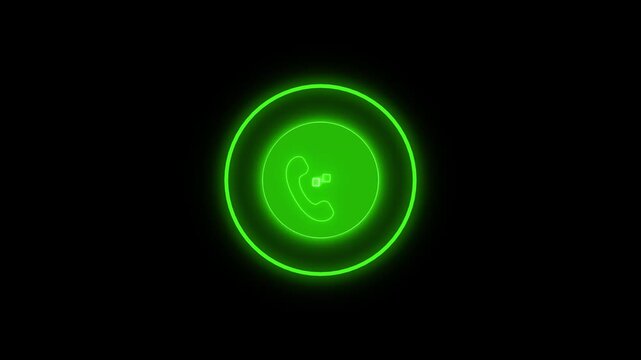 Glowing phone call icon button minimal neon style interface concept for contact animation