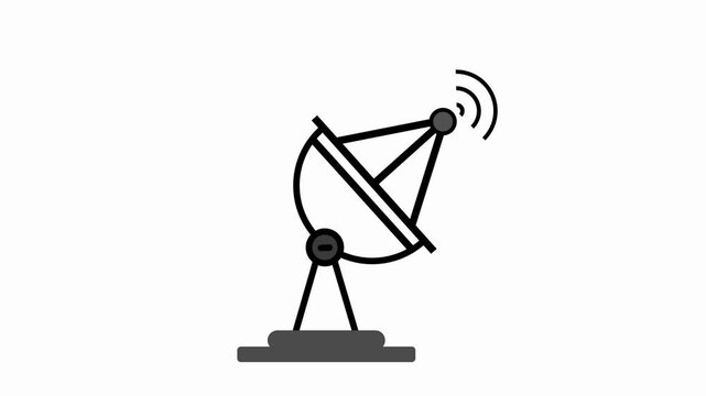 Satellite dish antenna transmitting signal minimal flat style animation