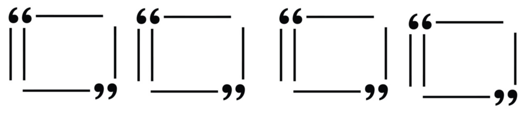Quote Frame Icons Set Representing Linear Quote Borders with Varied Stroke Styles for Testimonials Reviews Speech Elements and Text Presentation Vector Designs