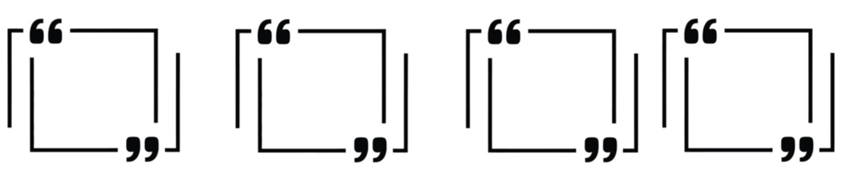 Quote Frame Icons Set Featuring Linear Designs with Different Stroke Weights for Testimonials Text Blocks and Minimalist Content Layouts Vector Designs