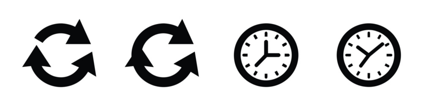 Clock icon set time circular arrow rotation
