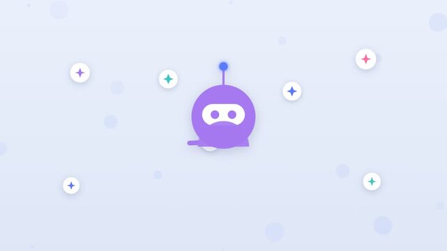 Flat design robot assistant organizing floating documents on desktop
