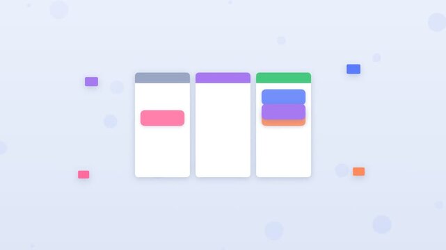 Flat design repetitive tasks automated by robotic arm moving cards