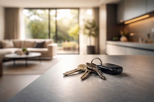 Keys on modern kitchen counter.