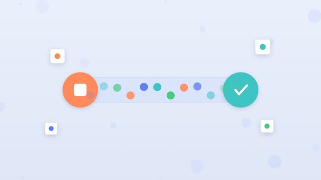 Flat design data streams connecting database cloud and AI chip