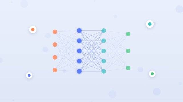 Flat design neural network clusters forming an abstract tech map