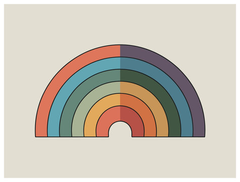 Colorful Half Rainbow Arc Shape.
