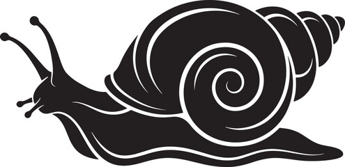 Black Silhouette Snail Vector Art, Slow Movement Icon, Gastropod Mollusk Illustration, Garden Creature Symbol, Nature Wildlife Graphic, Simple Minimalist Design © Rashidul