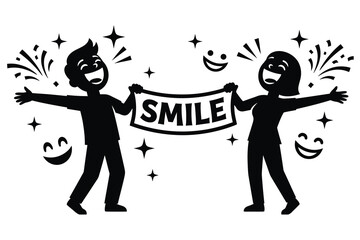 Naklejka premium Black and White Positive Emotion Vector Graphic with Smile Sign
