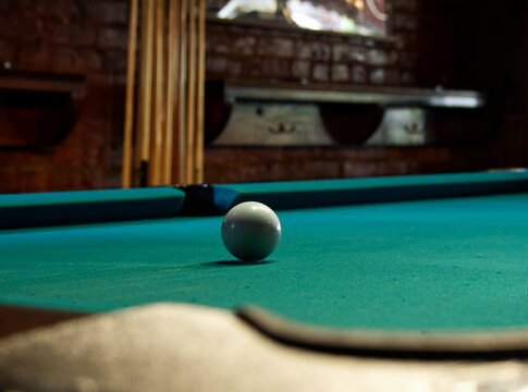 Cue ball set for a game of pool