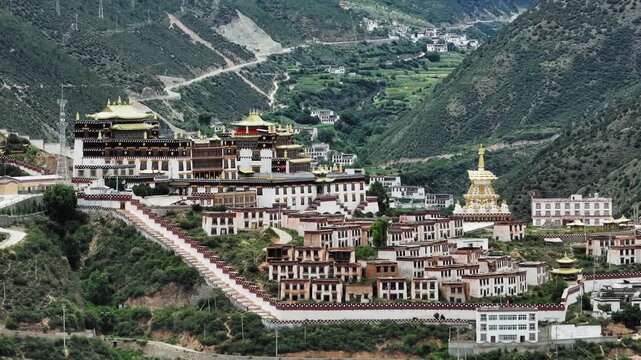 Ganden Sumtseling Monastery on Hillside Near Shangri-La, Yunnan in Ganden Sumtseling Monastery, Shangri-La, Yunnan, China