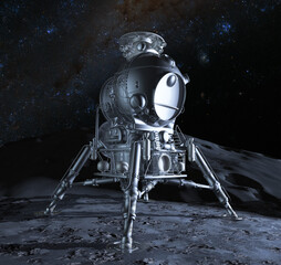Russian lunar lander project 1960s in illustration 3D © Dayan