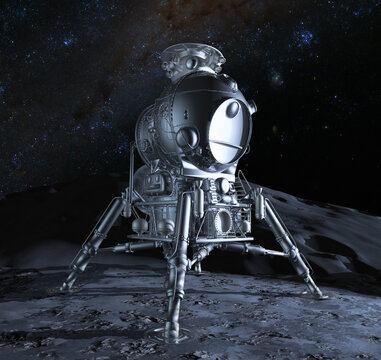 Russian lunar lander project 1960s in illustration 3D