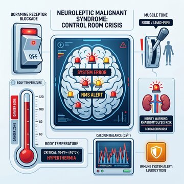 Neuroleptic Malignant Syndrome Emergency Dashboard Illustration