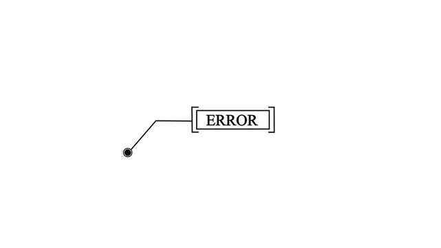 Digital HUD element with error message text box, futuristic interface design with glow, computer system notification, data glitch warning, isolated on white background.