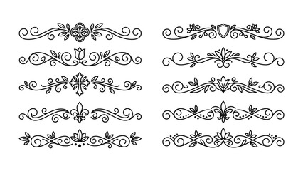 Vintage decorative dividers and floral ornaments vector set for wedding invitation and certificate design © Sahabat