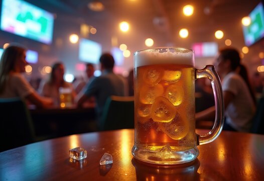Lively Sports Pub Beer Overflow Boisterous Cheer Social Gathering Unique Presentation